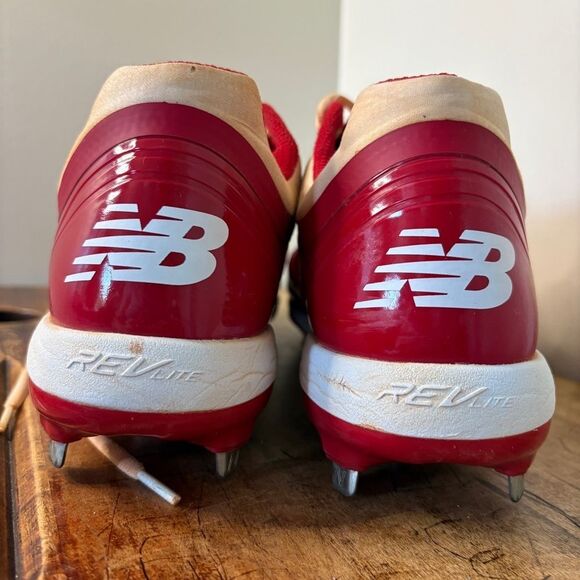 New Balance Red White Metal Baseball Cleats L4040TR5 Rev-Lite Men's 12 - Picture 5 of 12